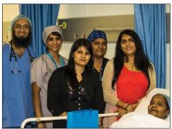 EHHC upholds their commitment to CARE with FREE Cataract Surgeries:  From left: Dr E Vahed (Anaesthesiologist), EN Fatima Alli, EN Jade Ahmed, Ms Desney Balakisten (PLO), Dr Kavitha Naidu & Pt Mrs J Naidoo.