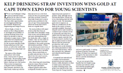 Parklands College - Kelp Drinking Straws Invention Wins Gold At Cape Town Expo For Young Scientists